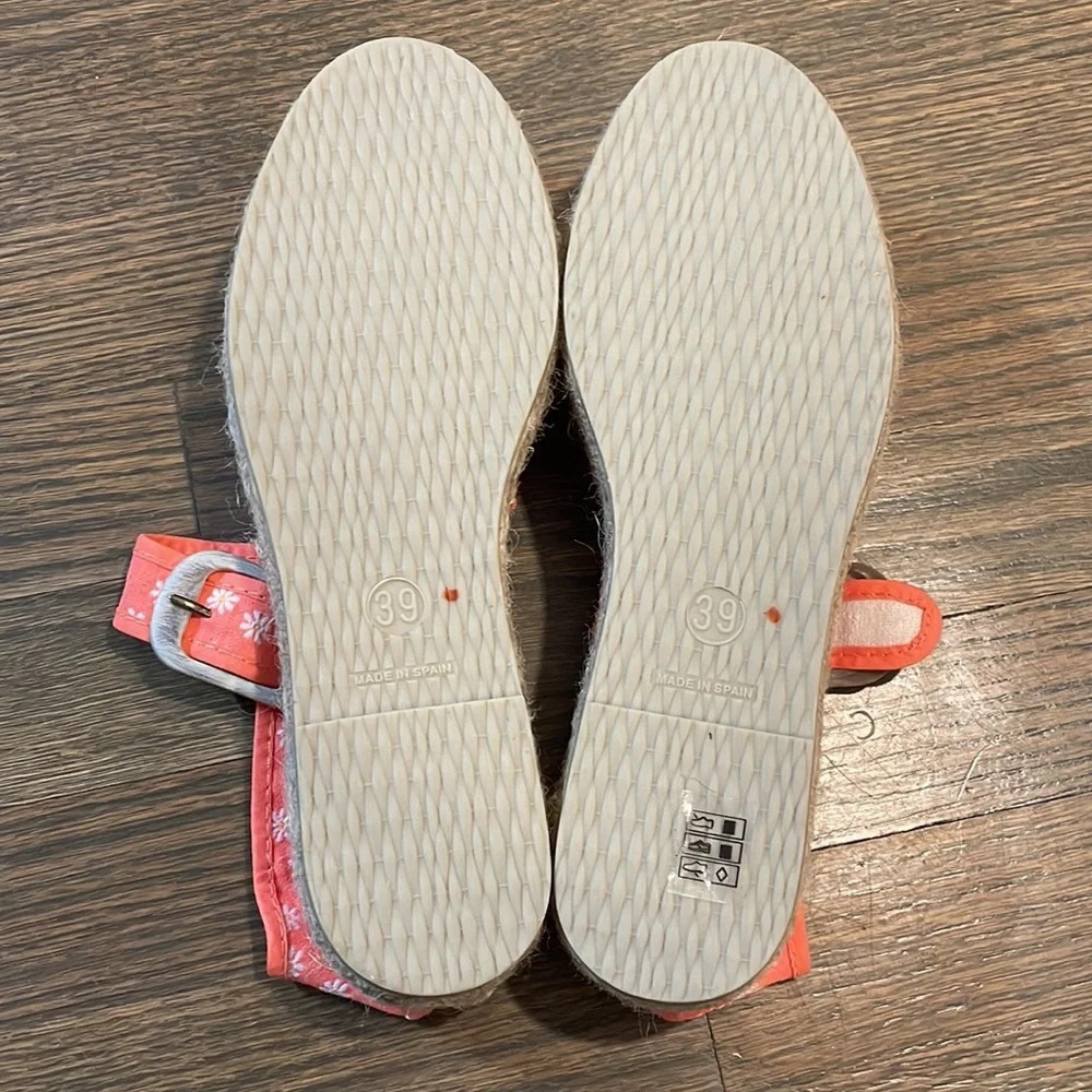 FREE PEOPLE SURFSIDE DAISY PRINT MARY JANE ESPADRILLES TANGERINE ORANGE EU39 NEW - Picture 11 of 12
